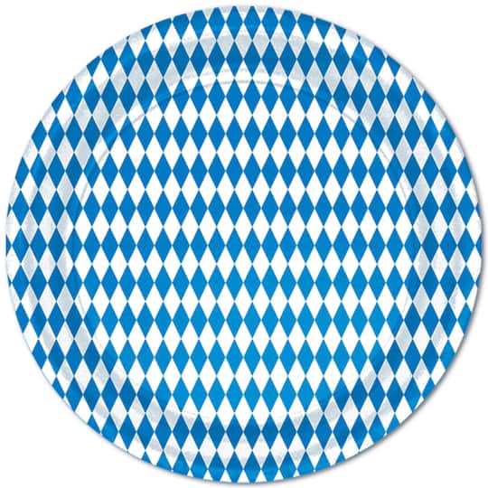 Beistle 9" Blue & White Oktoberfest Plates, 16ct.